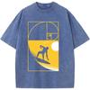 Math Geometry Surfing Unisex Washed T-Shirt Novelty Cotton Summer O-Neck Bleached Tshirt Funny Casual Loose Bleach Tops