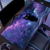 Desk Mat Purple Starry Sky Black Cat Print Anti Slip Rubber Mousepad Stitched Edge Keyboard Pad For Pc Laptop Gamers Table Decor