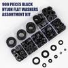 900pcs Black Nylon Insulating Flat Washer Set with Plastic Gasket