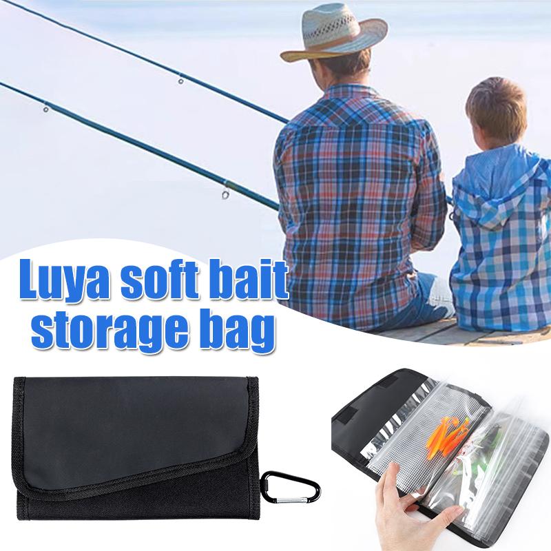 Fishing Lure Storage Wallet Waterproof Bait Bag Fishing Tackle Bag With Carabiner Soft Bait Case Fishing Rig Bag Tackleaccessory