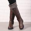 Women's Long Boots In Autumn and Winter, European and American Style, Low Heel, High Top Boots, Plus Size Women's Leather Boots