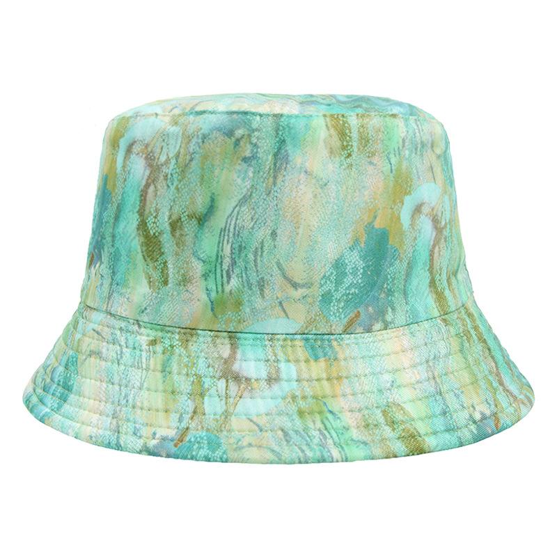 New Summer Women's Sunscreen Breathable Sun Hat Tie-dye Floral Print Bucket Hat Outdoor Sports Casual Fashion Sunshade Basin Cap