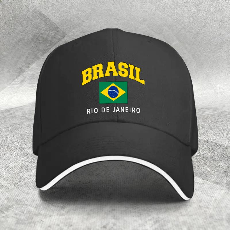 1Pc, Adjustable Sandwich Baseball Cap With Brazilian Flag And Rio De Janeiro Print, Lightweight Printed Women'S Hat, Simple