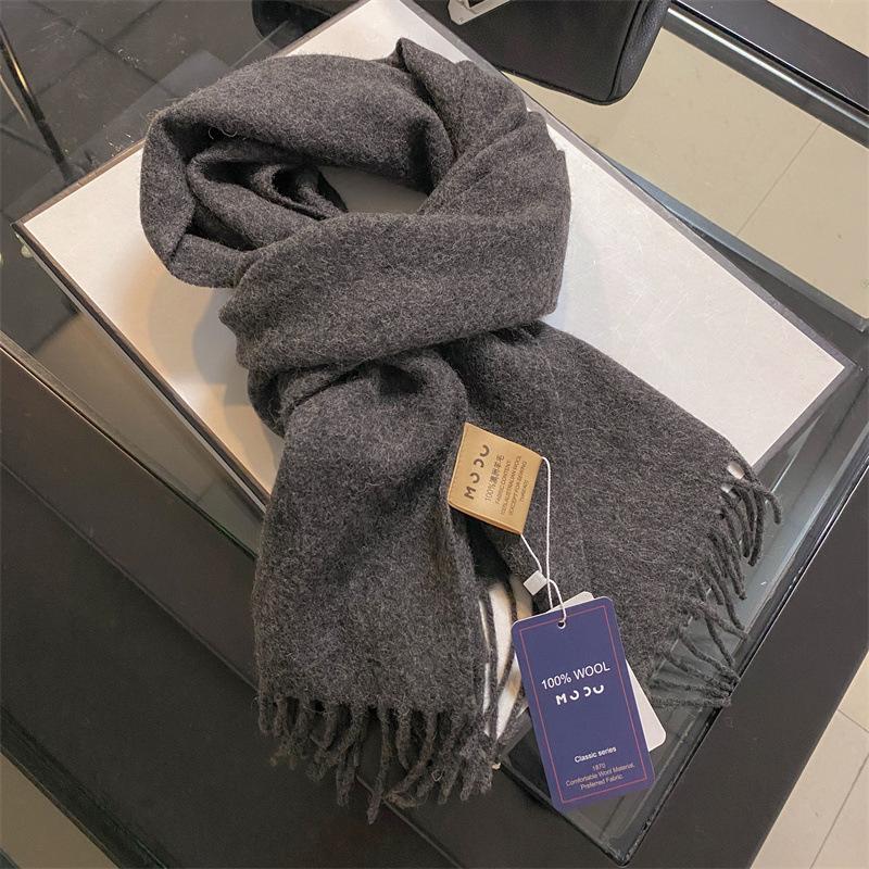 100 wool clip flower solid color scarf women's winter new unisex high-end versatile gift
