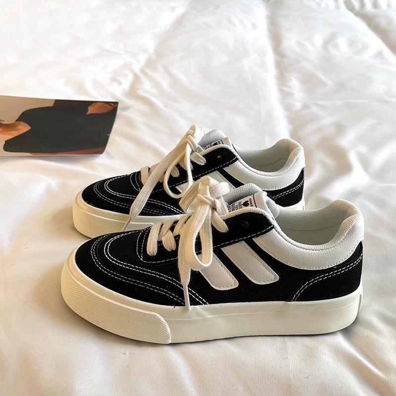 

Холщовые туфли на толстой подошве для женщин Весна и Осень Нишевые Оригинальные Ретро Универсальные Кроссовки Гонконгский Стиль 35 чёрный