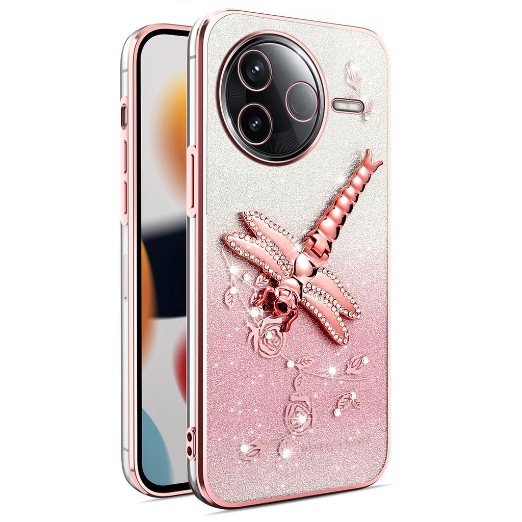 KADEM For Xiaomi Poco F7 Pro 5G/Redmi K80 5G Case Dragonfly Kickstand TPU Flowers Glitter Phone Cover