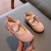Children Round Toe Ballet Flat Shoes with Adjustable Strap and Decorative Bow Slip On Lightweight Comfortable Soft Sole Casual Footwear