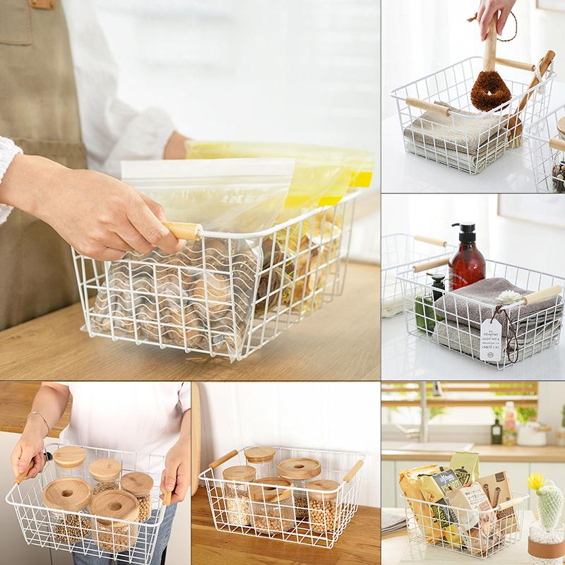 Ins Wind Wrought Iron Storage Basket Japanese Desktop Storage Basket Bathroom Simple Storage Basket Kitchen Storage Box Desk Organizer