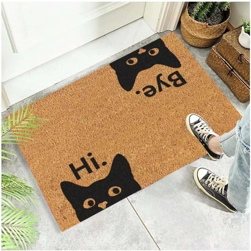 Tappetino per Porta d'Ingresso con Fantasia Gatto Carino Tappeto di Benvenuto Bagno Cucina Tappeto Antiscivolo per Pavimento Lavabile Camera da Letto Decorazione per la Casa Piccolo Tappeto