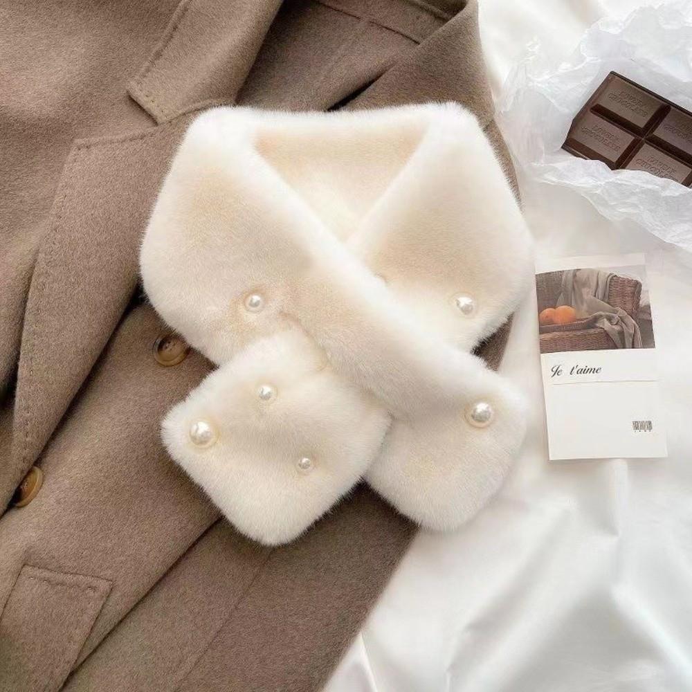 Solid Color Plush Scarf Elegant Cross Scarves Fashion Neckerchief Women