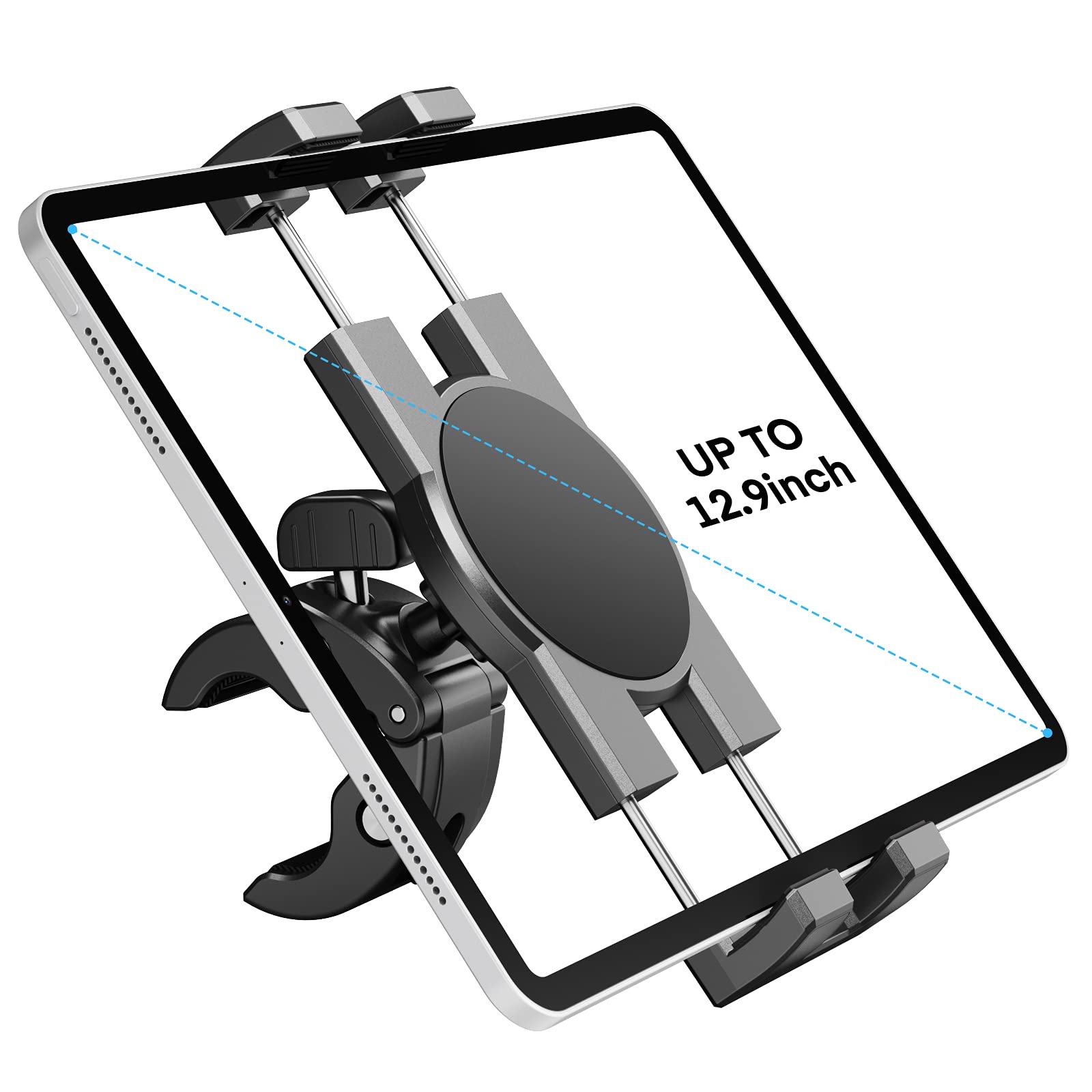 

KDD Bike Tablet Holder Mount Stand Smartphone Holder Stroller Tripod Tablet Holder with Rack for Spin Exercise Fitness and Microphone Fits iPad Pro