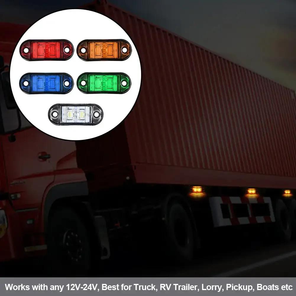 1/2/4Pcs 12V / 24V LED Side Marker Lights Car External Lights Warning Tail Light Auto Trailer Truck Lorry Lamps White Color