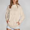 Women's Fashion Casual Long Sleeve Solid Color Hooded Sweatshirt Tops