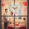 Artificial Rose Wreath Flower Wreaths Heart Love Garland Wall Hanging Sign for Front Door Wedding Party Decorations