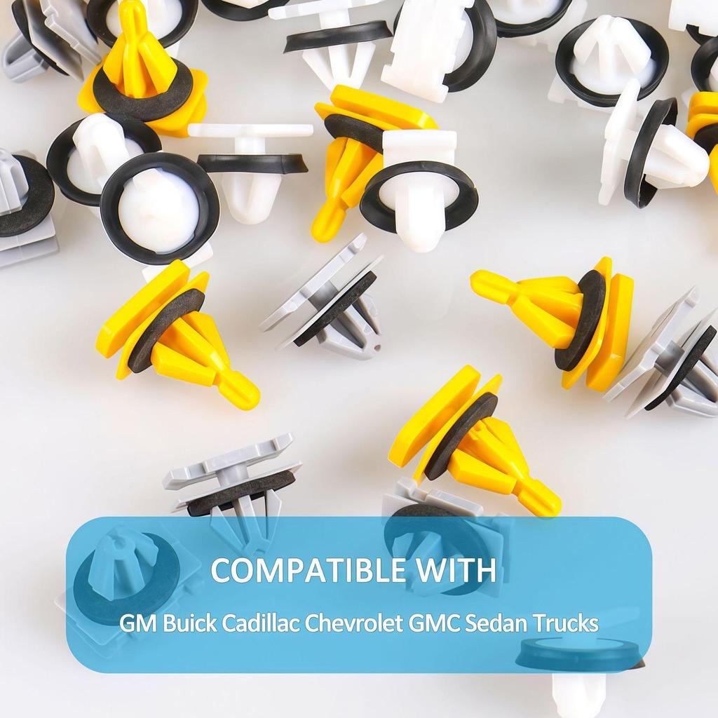 Compatible Fastener Clip for Cadillac, Chevrolet, Jeep, and Buick Car Door, Side Skirt, Fender Flare Trim