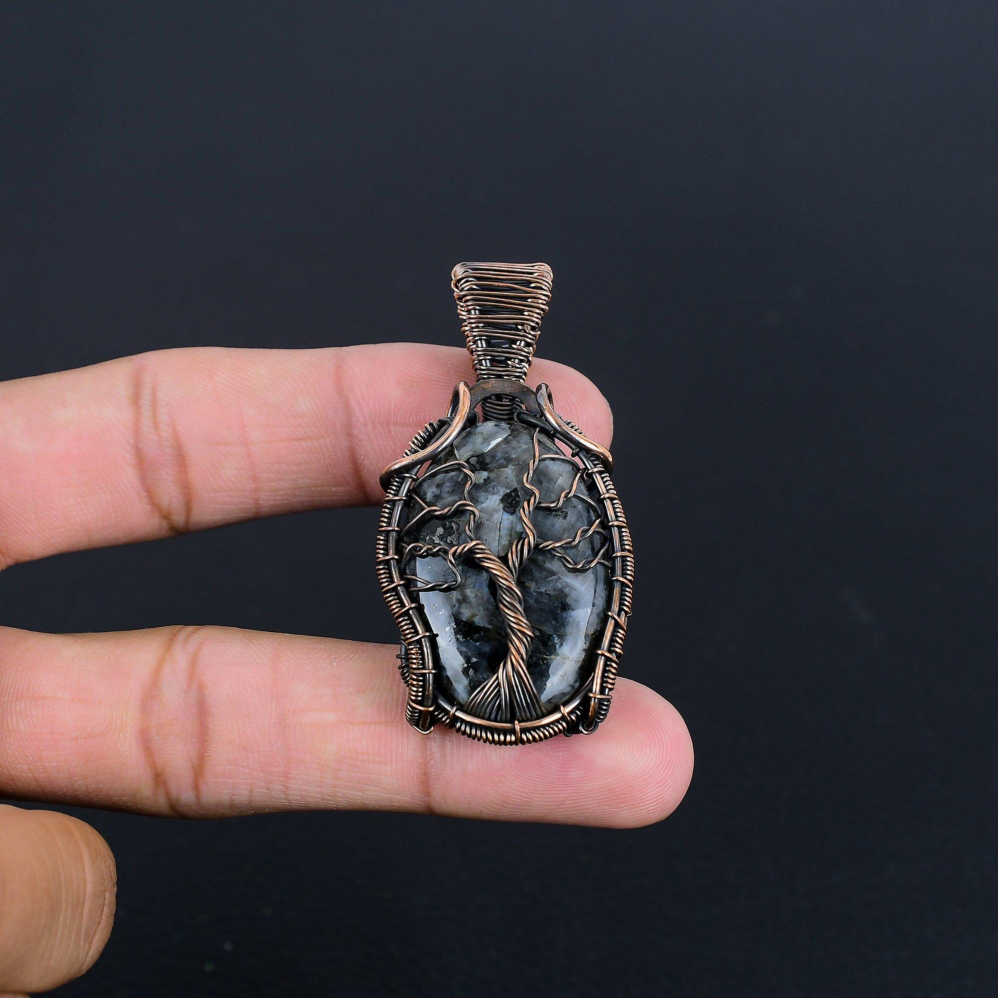

Larvikite Pendant, 999 Copper Wire Wrapped Pendant Gemstone Jewelry, Handmade Pendant Amazing Jewelry, Gift For Her 2.55 Inches