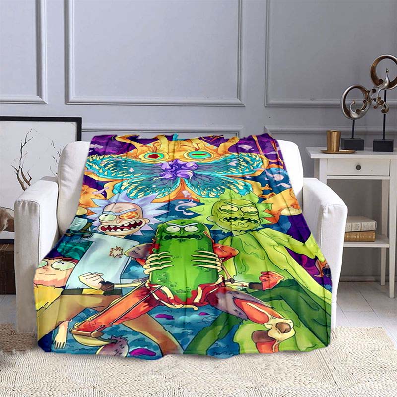 Rick Blanket Comedy Adventure Print Blankets Home Office Sofa Travel Blankets Warm Student Flannel Blankets