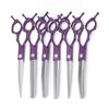 6.5-Inch Purple Pet Grooming Scissors Set: Curved, Upward, Downward, Thinning & Shaping Scissors