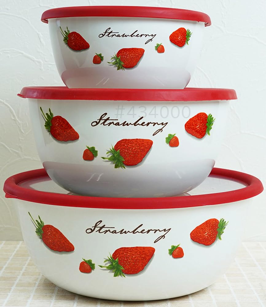 Fuji Enamel Strawberry Mixing Bowl 18cm 1.8L STB-18MB