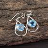 Himmelblaue Topas Edelstein Ohrringe, 925 Sterlingsilber Schmuck, Handgefertigte Üppige Silberohrringe Geschenk für die Liebe