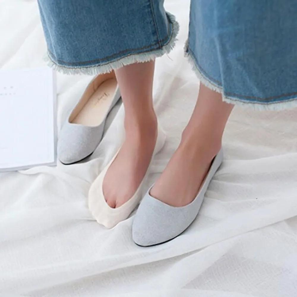 With Market Non-slip Flat Shoes Stocking Footies (See-through White)