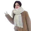 Women Girls Elegant Scarf Winter Thicken Warm Solid Color Knitted Long Tassel Scarves Soft Cotton Thickened Shawl Wraps Women