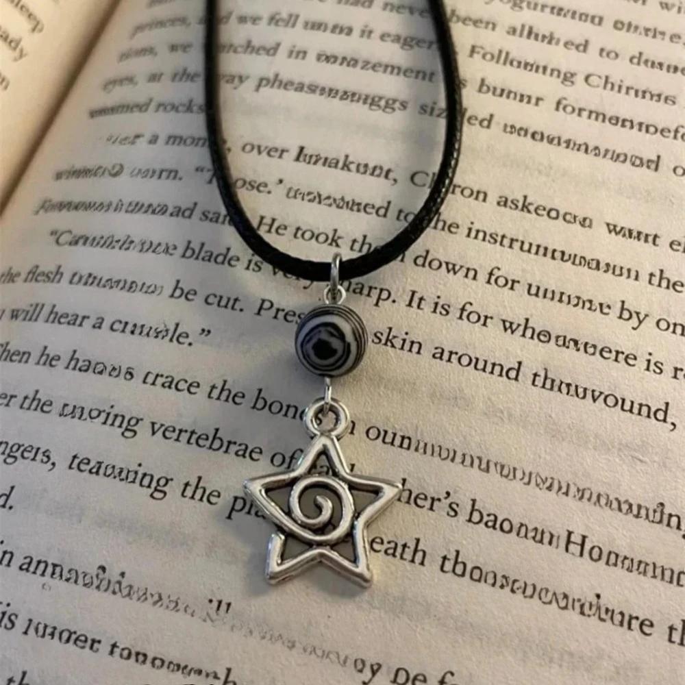 Personality Hip-hop Geometric Silver Color Vortex Five-pointed Star Pendant Necklace for Women Retro Collar Chain Jewelry Gifts