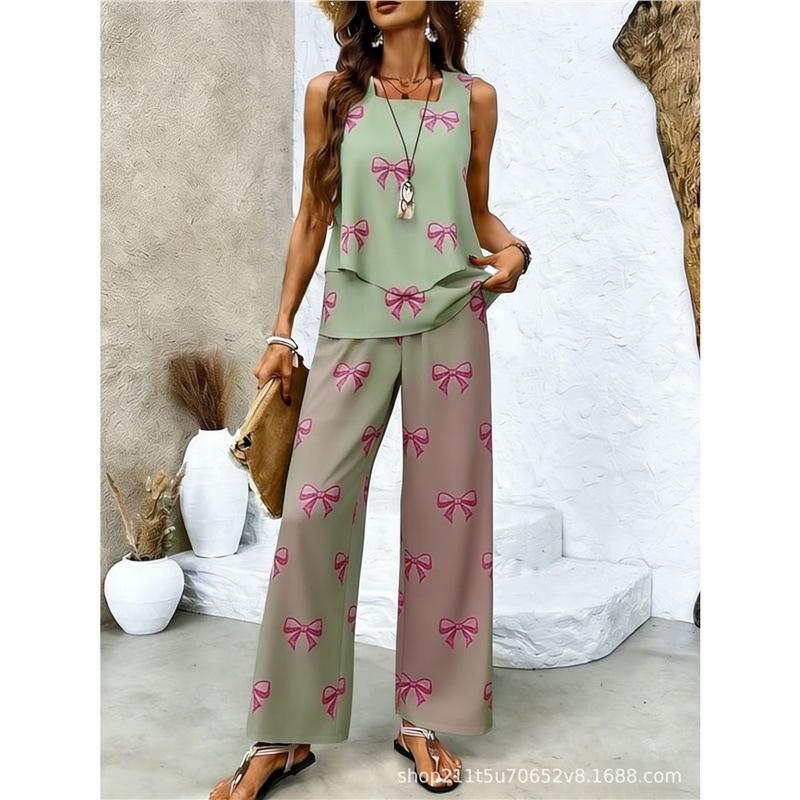 Bohemian women's sleeveless suit is suitable for daily wear, vacation sleeveless suit, spot solid color premium