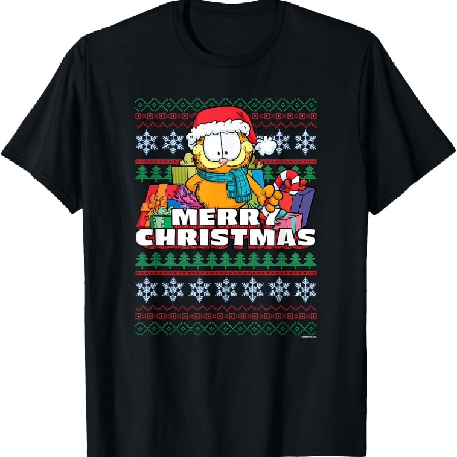 

Garfield Christmas Santa Garfield Ugly Sweater T-Shirt XXXXXL чёрный