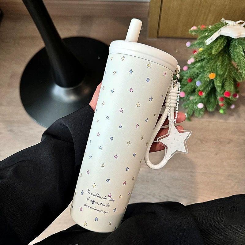 Original Star Stainless Steel Straw Water Bottle For Girls Large Capacity Sports Insulated Tumbler Camping Coffee Thermal Bottle
