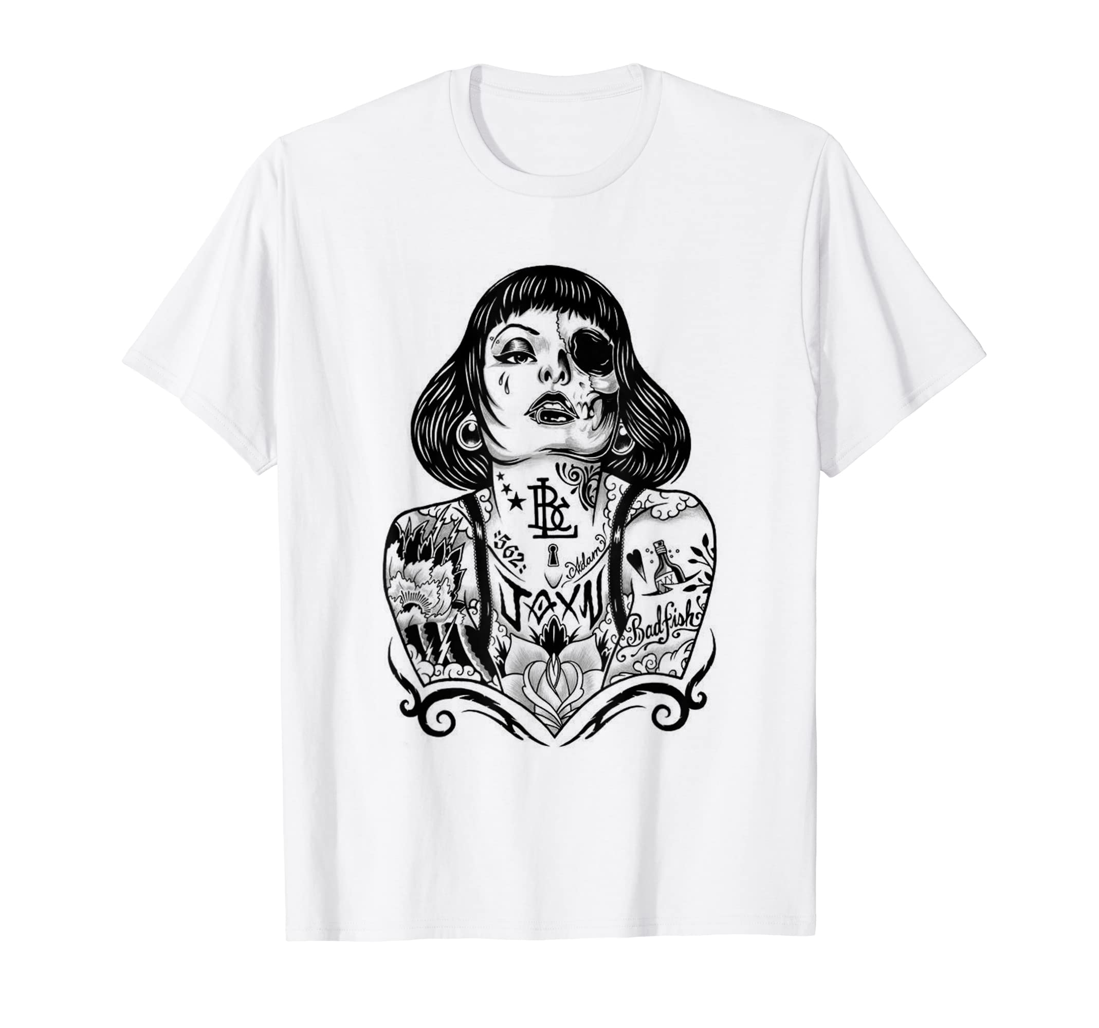 

Portrait Art Manga Anime Motif Tattoo Women Men T-Shirt T-Shirt белый