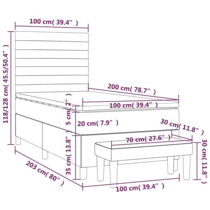 3137890 vidaXL Lit à sommier tapissier avec matelas Vert foncé 100x200 cm
