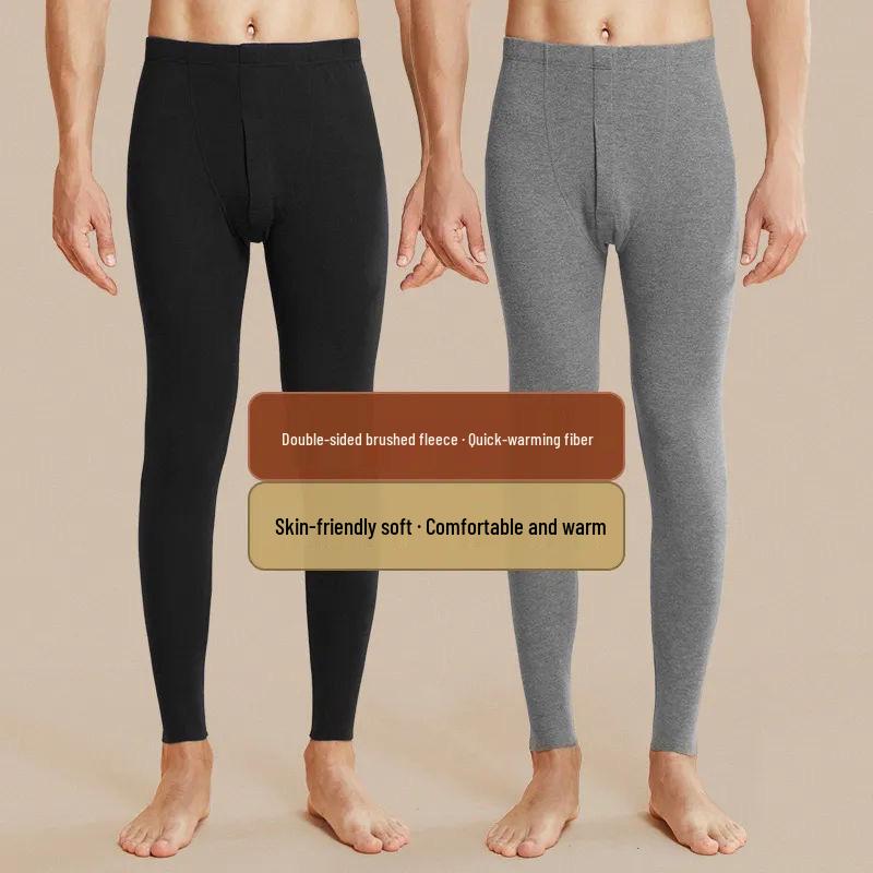 Pantalon thermique ajusté pour homme - Couche de base chaude Automne/Hiver avec Velours
