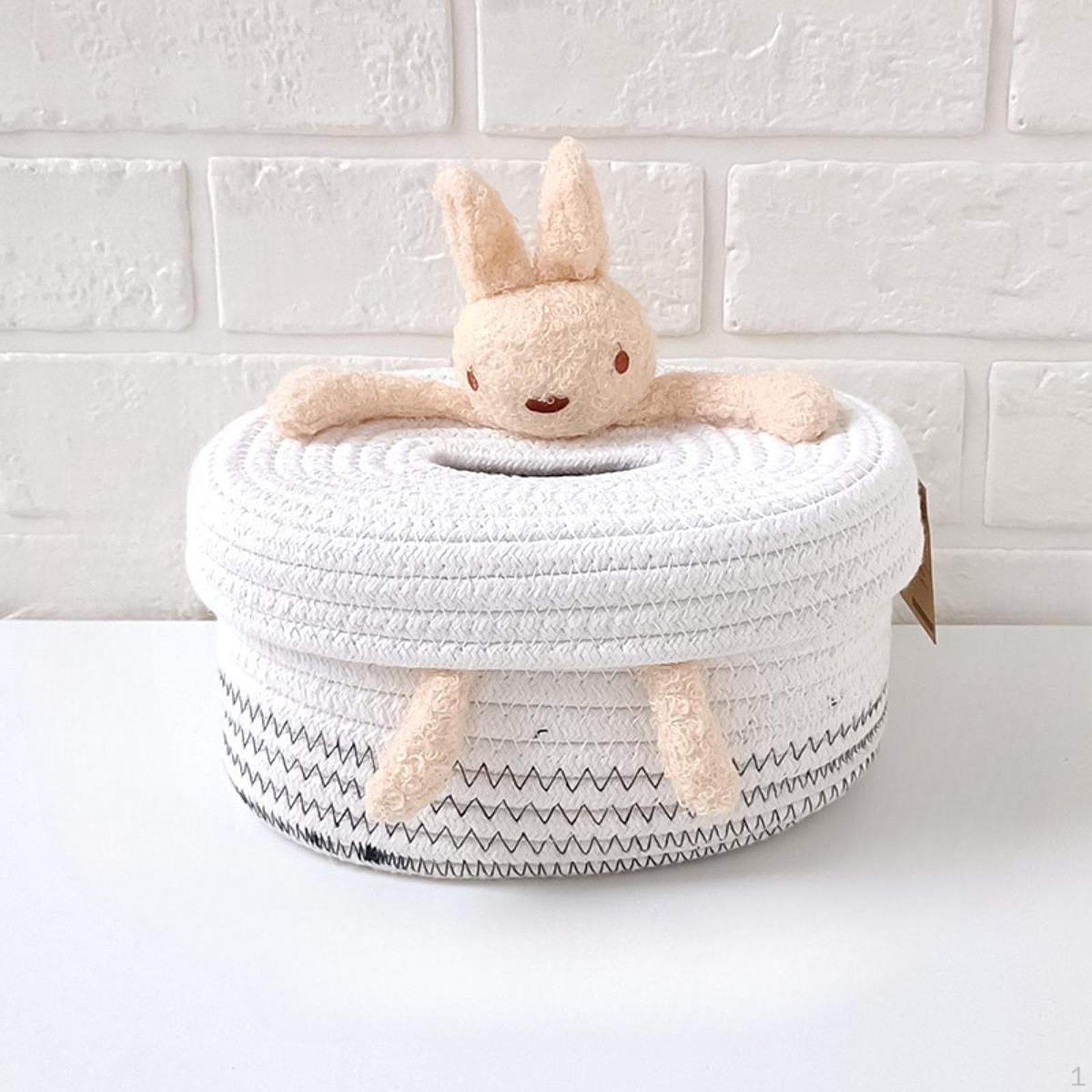 

Чехол для коробки с салфетками для лица из хлопковой веревки 21x15x10 см, многоцелевой декоративный аксессуар для прикроватного столика Rabbit Black Line