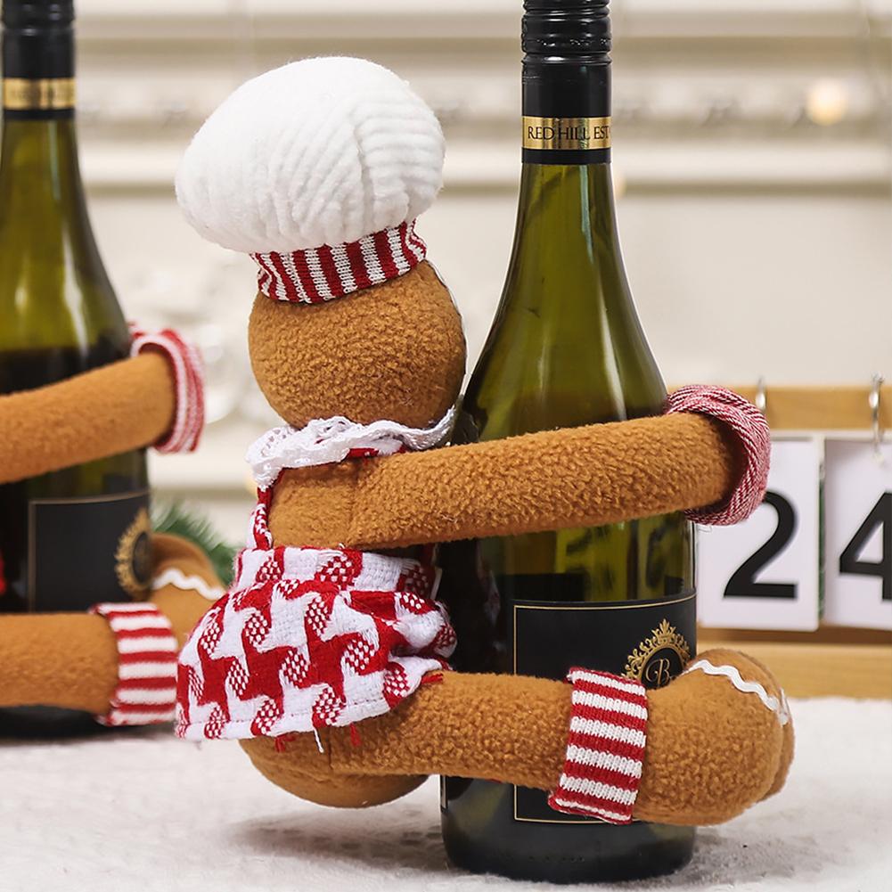 Gingerbread Man Xmas Tree Topper Stuffed Christmas Tree Toppers Creative Wine Bottle Holder Decorative for Home Holiday Party