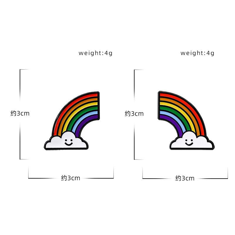 Cute Cartoon Rainbow Couple Matching Enamel Brooch Alloy Badge Decorative Pin for Backpack Clothes Bag Anti Slip Buckle Accessory