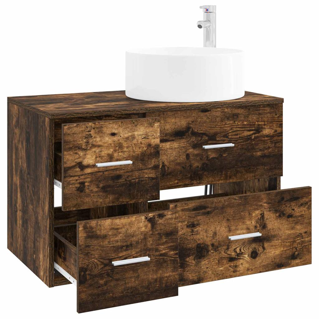 Bathroom Furniture Set 2 Pieces Smoked Oak Engineered Wood