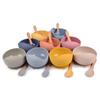 Silicone Baby Bowl & Spoon Set with Wooden Handle and Suction Cup