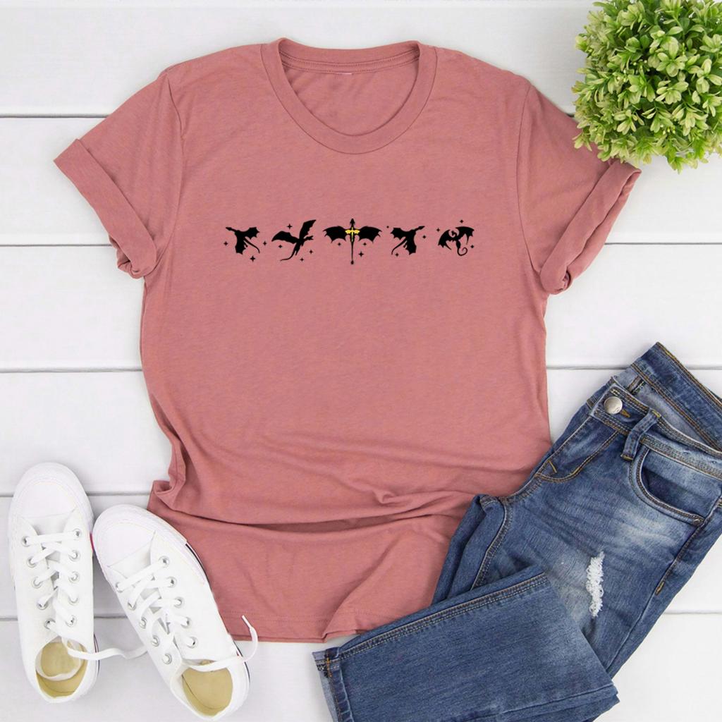 Fourth Wing TShirt Basgiath War College Shirt Women Graphic T Shirts Casual Short Sleeve Fantasy Book Dragon Tee Women Clothes