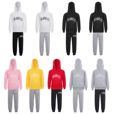 Costume de Sport pour enfants, garçons et filles, lettre imprimée, survêtement, pull à manches longues, sweat-shirt à capuche et pantalon, ensemble deux pièces