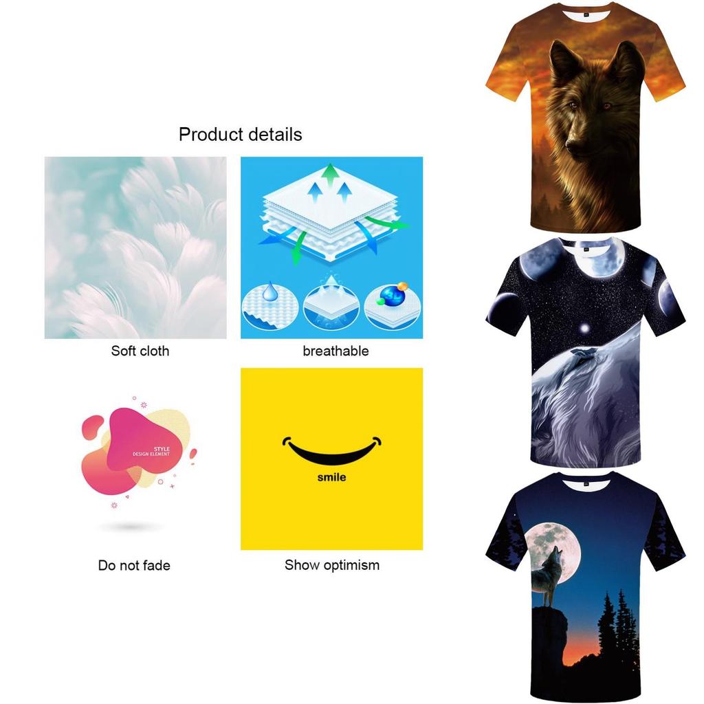 Men's Wolf Mountain 3d Print Summer Casual T-shirt With Stunning Graphic Design