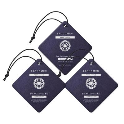 Bulk Proud Men Car Fragrance Set of 3 Citrus Hanging for Cars Purchase Tags, (Grooming Scent), Style,