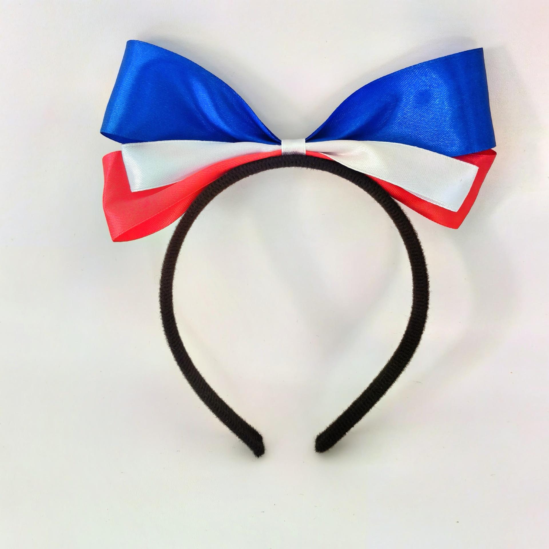 Bow Headband European Cup Fan Flag Cheering World Color Blocked Ribbon Party One Size