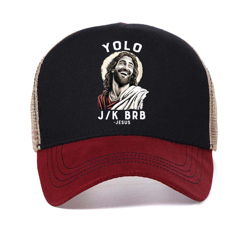 Yolo Jk Brb letter baseball cap Jesus Texting Easter Christian Gift Funny Jesus Lover Men S caps casual breathable Snapback hats Adjustable красный
