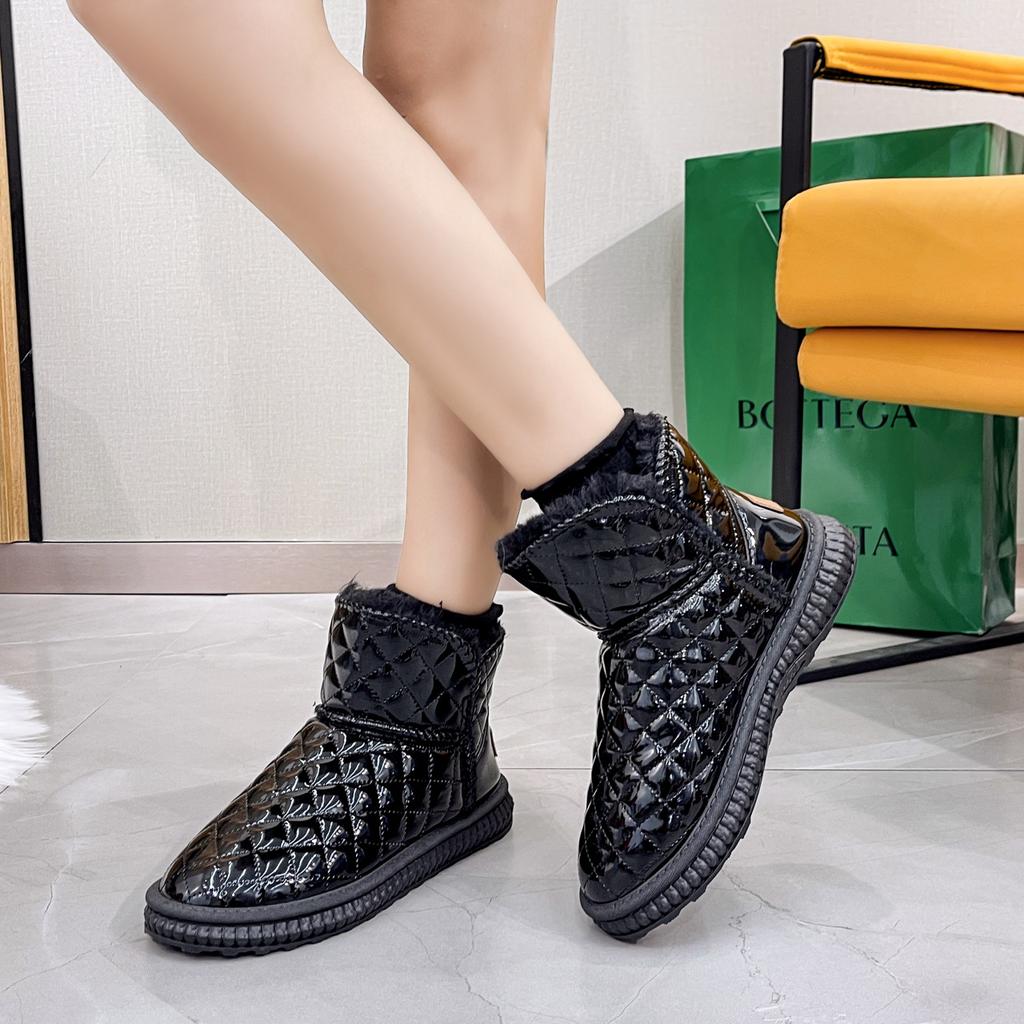 Fashion Winter Waterproof Keep Warm Women'S Ankle Snow Boots Fashionable Sweet Beige Outdoor Thickened Plush Platform Cotton Shoes