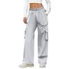 Women’s Loose Fit High Waist Cargo Pants with Multiple Pockets Elastic Waistband Drawstring Hem Casual Trousers for Daily Wear