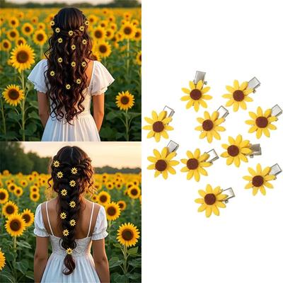 10 Stück Blume Haarklammer Rutschfest Weicher Stoff Haarspangen Hübsches Kopfschmuck für Mädchen Frauen Themen Event Treffen