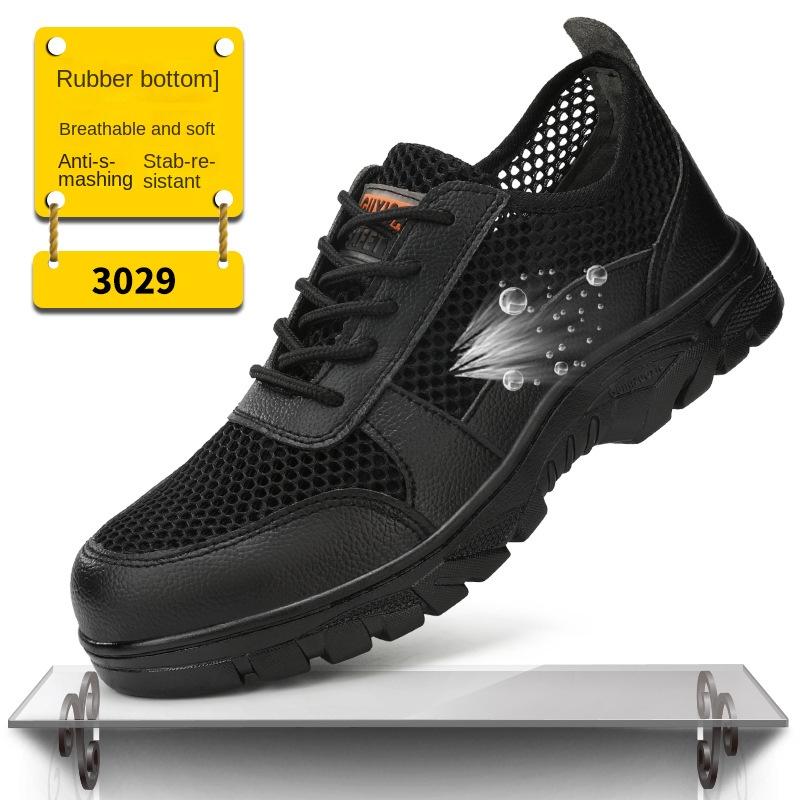 Labor Insurance Shoes Men's Anti-smash and Anti-puncture Solid Bottom Safety Shoes Steel Head Breathable Work Shoes