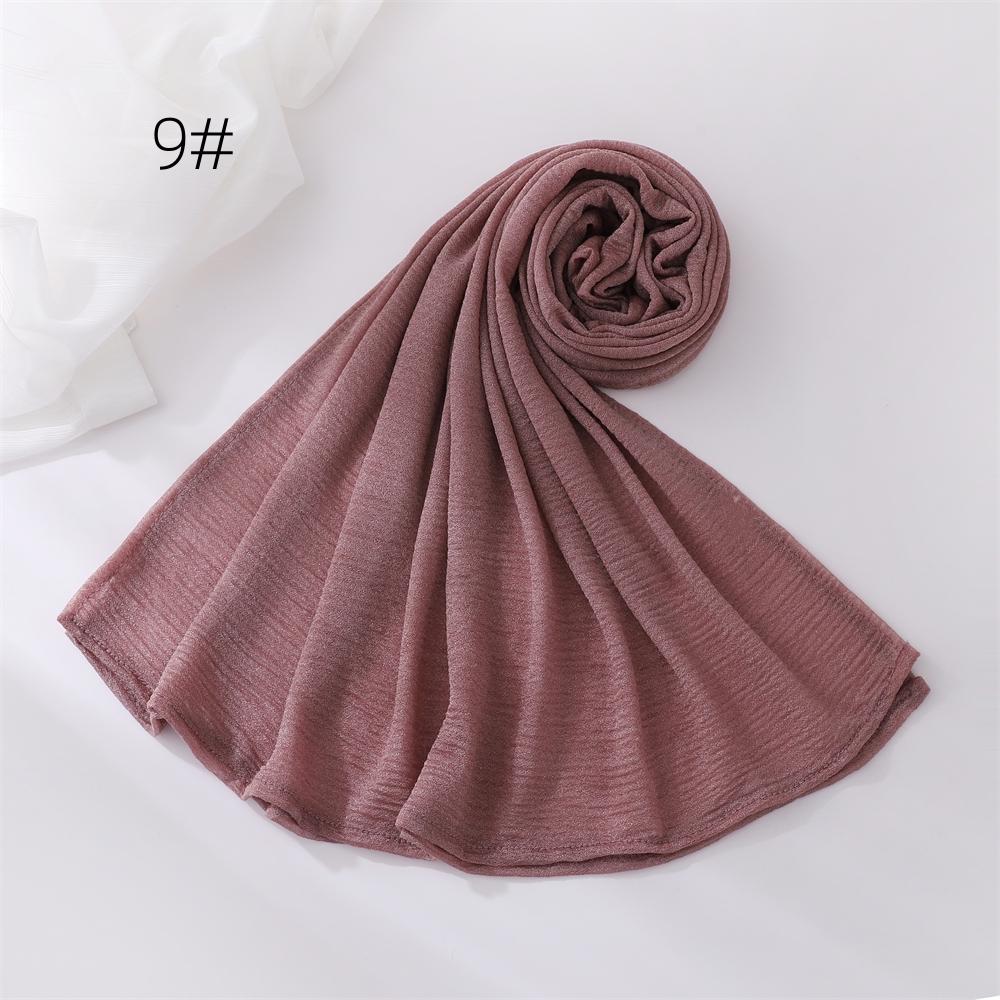 New Crinkle Cotton Polyester Hijab Scarf For Women Muslim Headscarf Wraps Solid Plain Shawls Islamic Headband Turbans Foulard