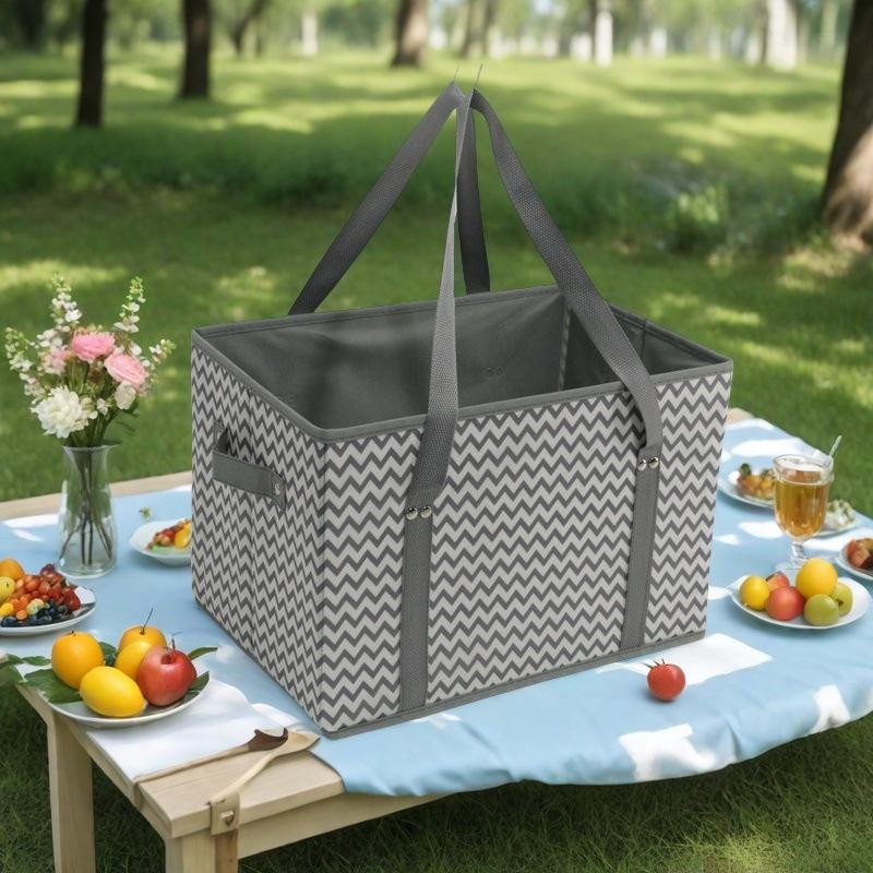 

1PC Heavy Duty Reusable Grocery Bag Large Foldable Tote Bag Non-woven Portable Outdoor Travel Storage Basket